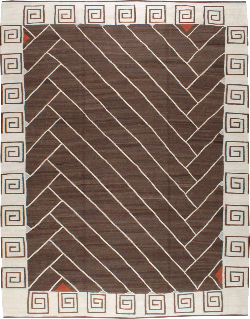 Vintage Persian Modernist Kilim, No.18872 - Staging