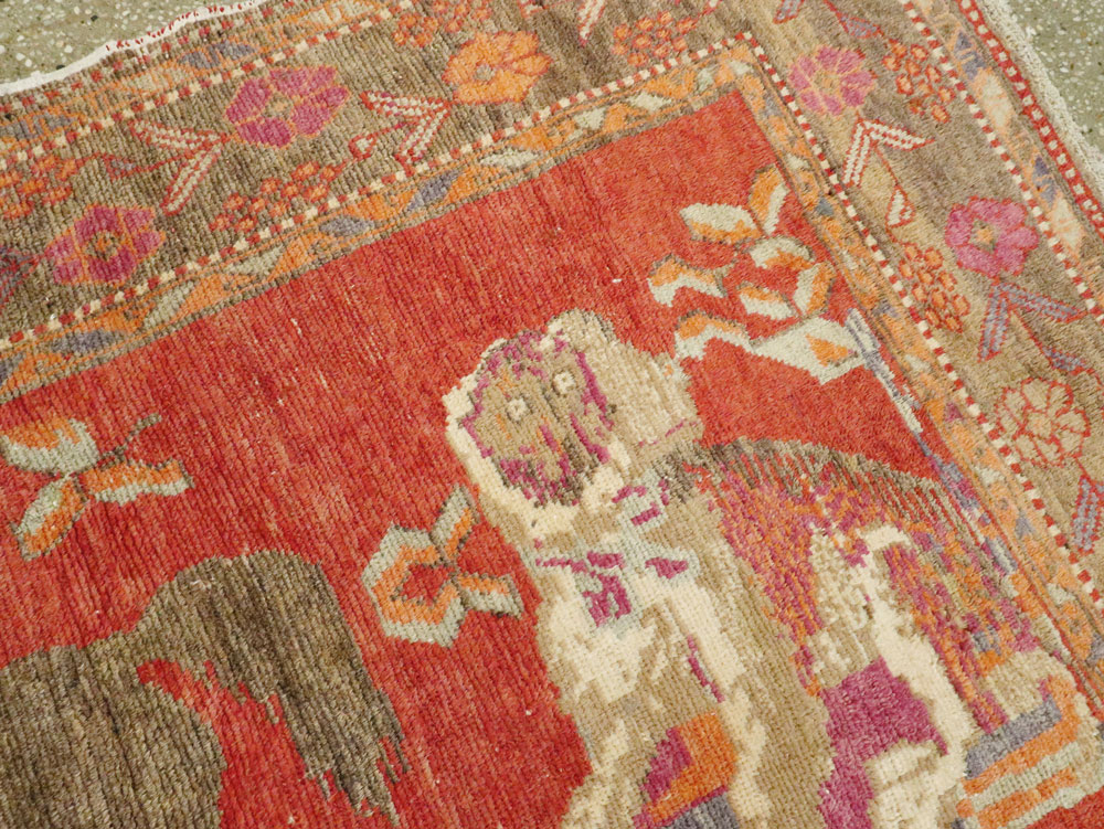 Vintage Caucasian Karabagh Pictorial Rug, No.18892 - Staging