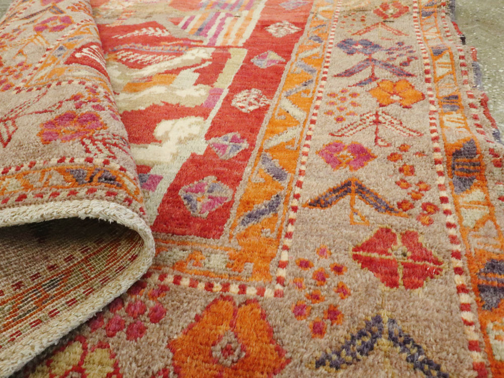 Vintage Caucasian Karabagh Pictorial Rug, No.18892 - Staging