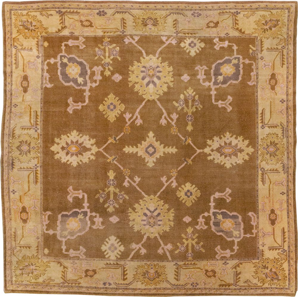 Antique Turkish Oushak Square Room Size Carpet, No.18896 - Staging