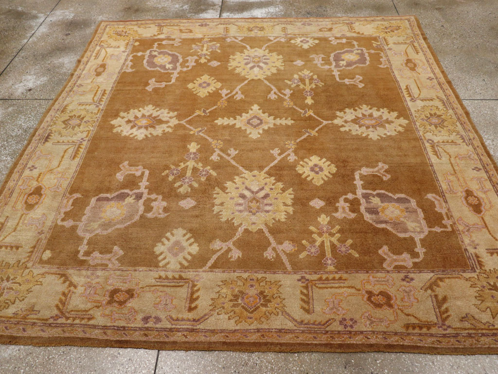 Antique Turkish Oushak Square Room Size Carpet, No.18896 - Staging