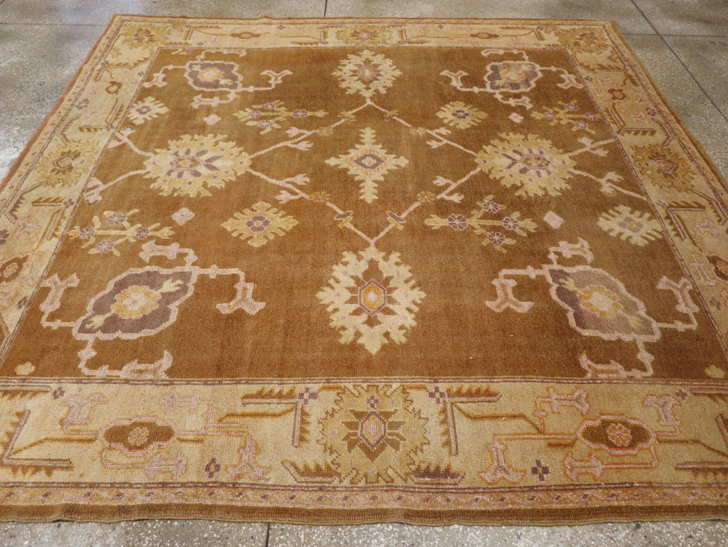 Antique Turkish Oushak Square Room Size Carpet, No.18896 - Staging