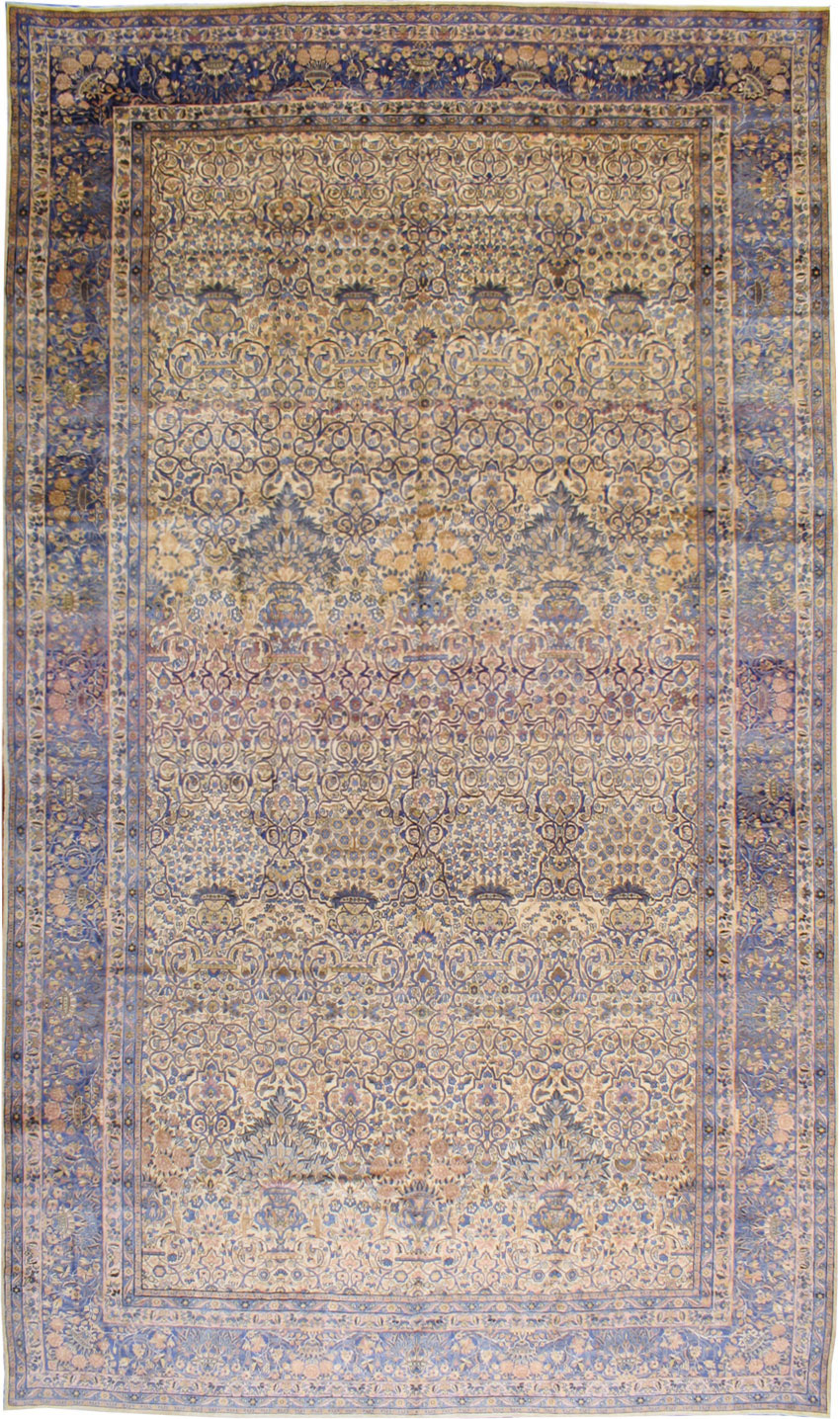 Vintage Persian Lavar Kerman Oversize Carpet, No.18917 - Staging