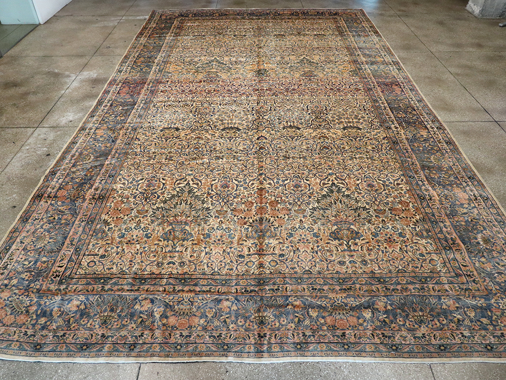 Vintage Persian Lavar Kerman Oversize Carpet, No.18917 - Staging