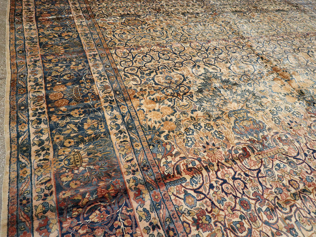 Vintage Persian Lavar Kerman Oversize Carpet, No.18917 - Staging