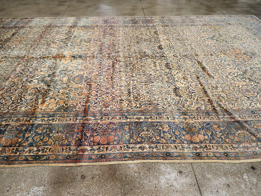 Vintage Persian Lavar Kerman Oversize Carpet, No.18917 - Staging