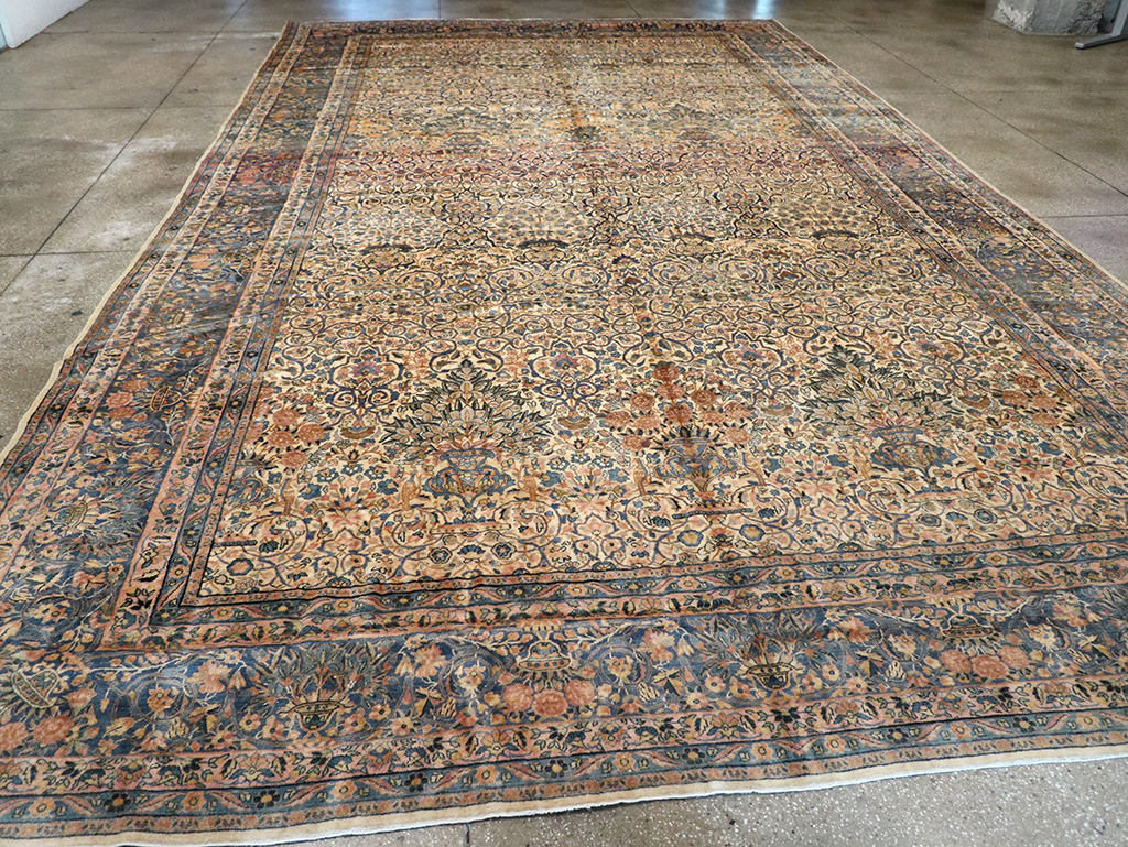 Vintage Persian Lavar Kerman Oversize Carpet, No.18917 - Staging