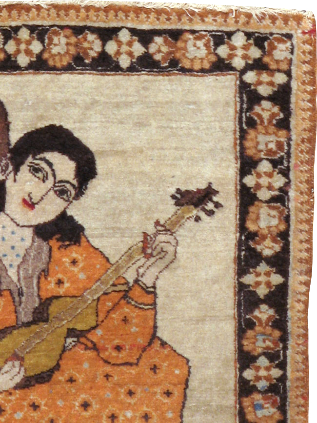 Vintage Persian Tabriz Pictorial Rug, No.18933 - Staging