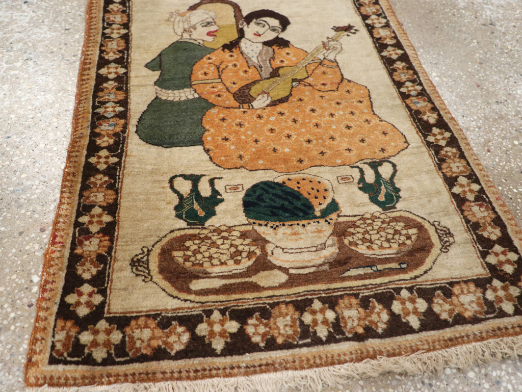 Vintage Persian Tabriz Pictorial Rug, No.18933 - Staging