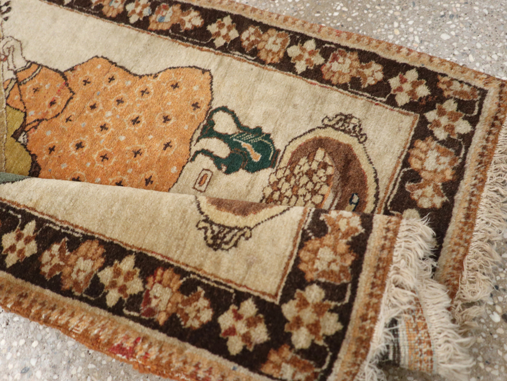 Vintage Persian Tabriz Pictorial Rug, No.18933 - Staging