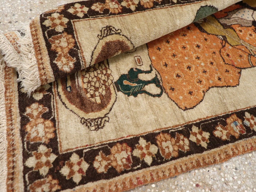 Vintage Persian Tabriz Pictorial Rug, No.18933 - Staging