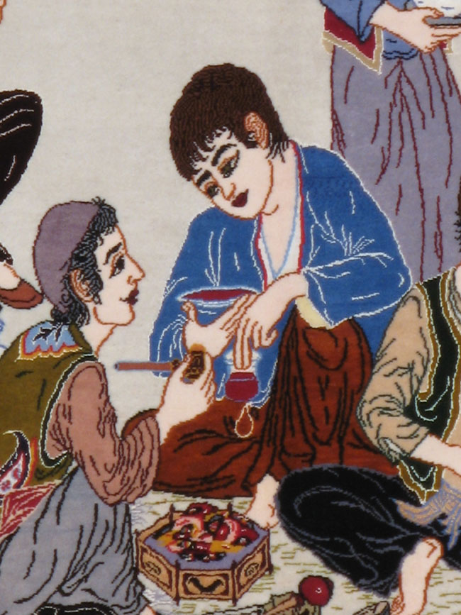 Vintage Persian Ishahan Pictorial Rug, No.18968 - Staging