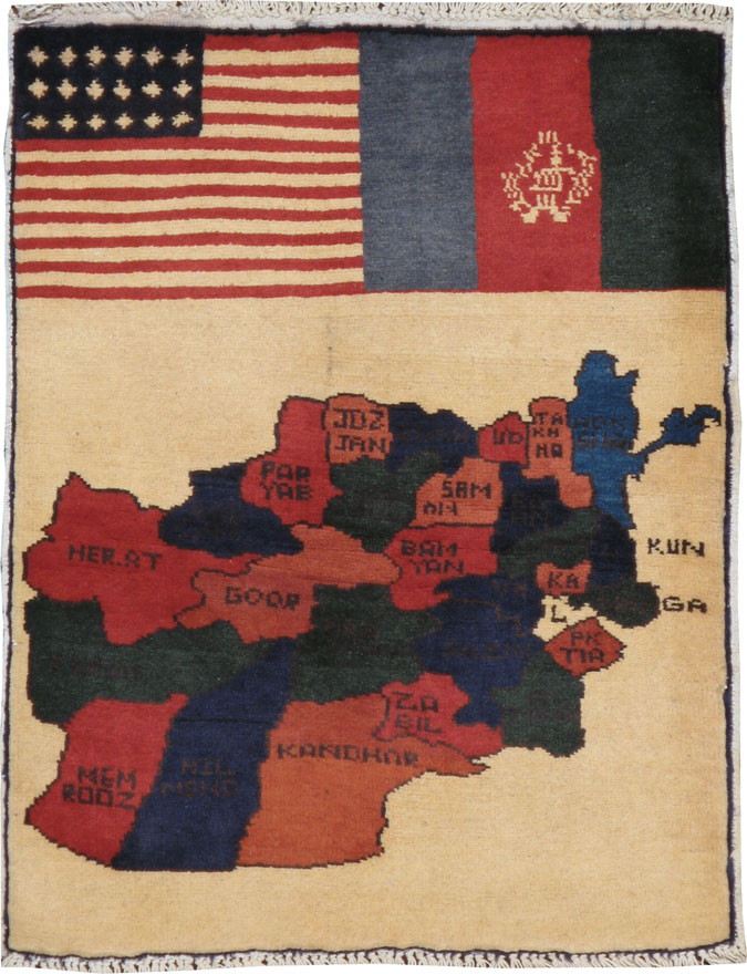 Vintage Afghan Map Rug, No.18970 - Staging