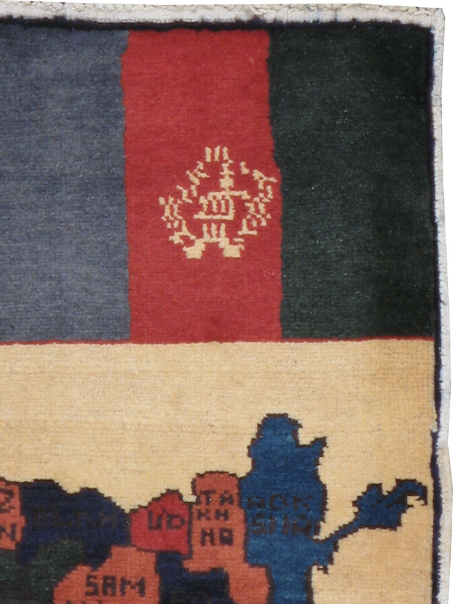Vintage Afghan Map Rug, No.18970 - Staging