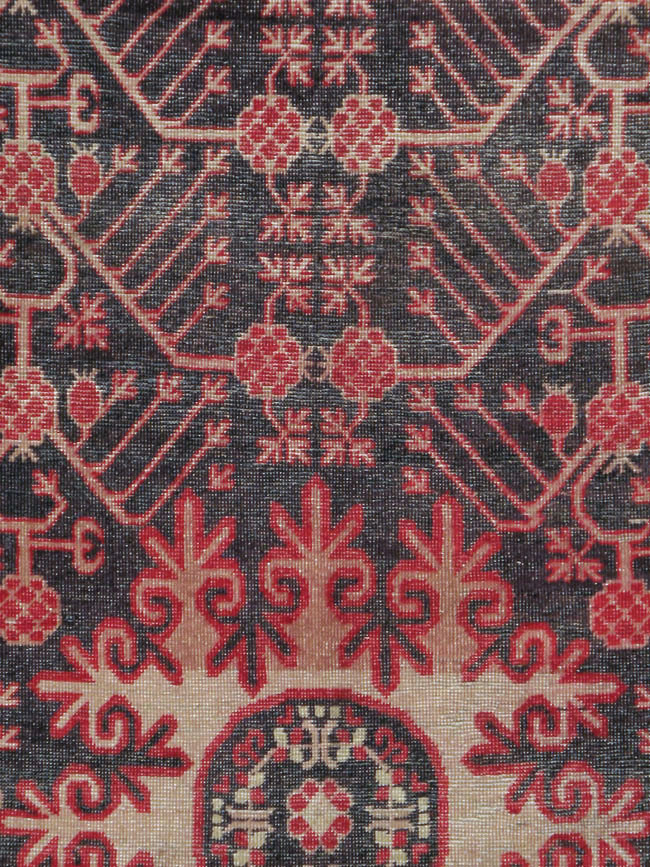 Antique East Turkestan Khotan Carpet, No.18980 - Staging