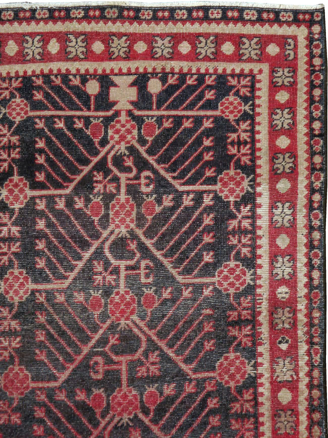 Antique East Turkestan Khotan Carpet, No.18980 - Staging