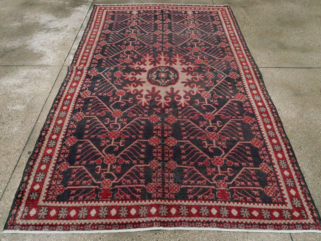 Antique East Turkestan Khotan Carpet, No.18980 - Staging