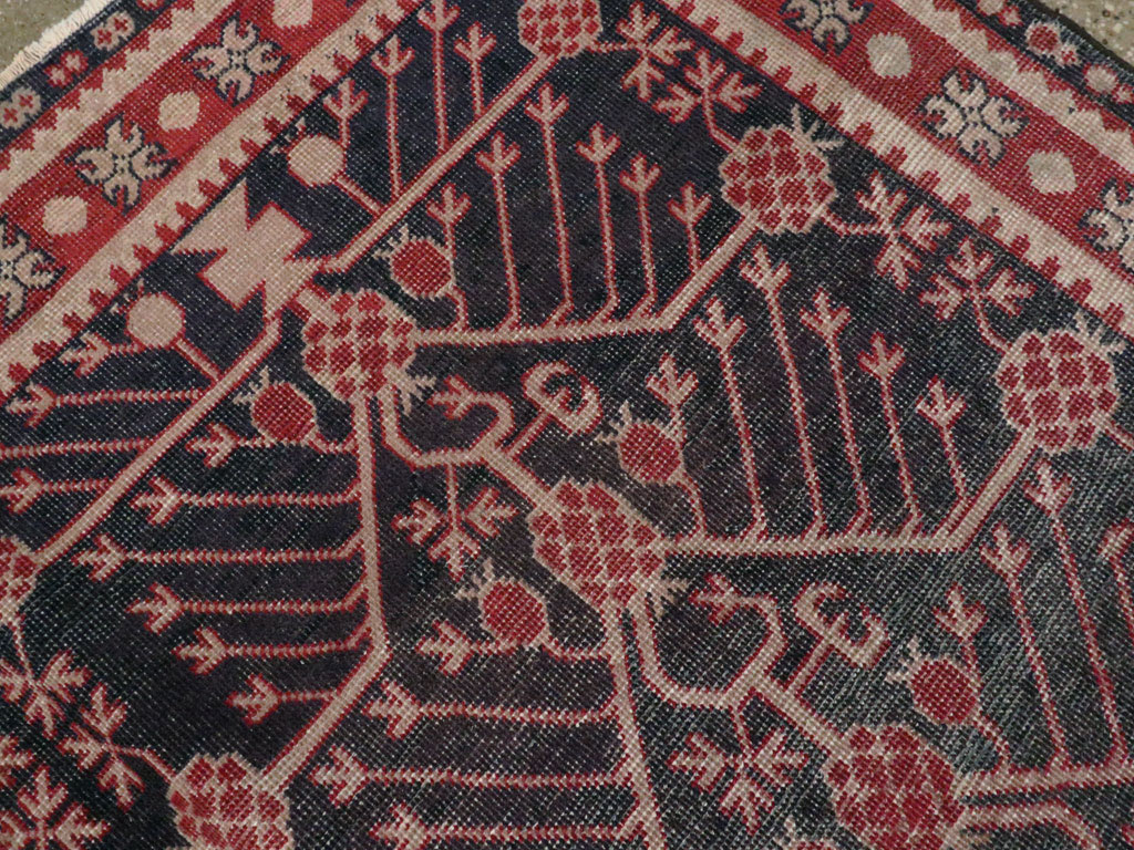 Antique East Turkestan Khotan Carpet, No.18980 - Staging