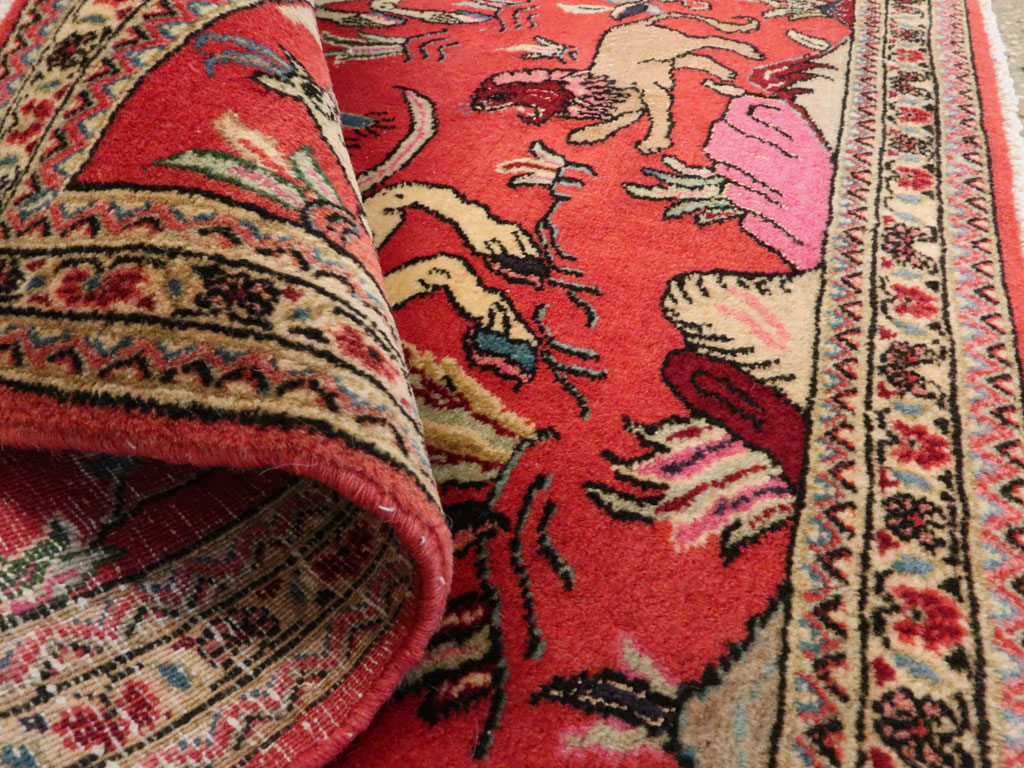 Vintage Persian Quom Pictorial Rug (Pair: 2 of 2), No.18997 - Staging