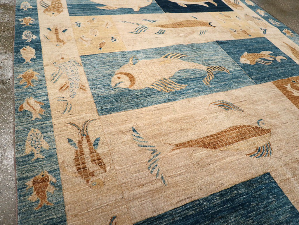 Contemporary Turkish Pictorial Accent Rug, No.18999 - Staging