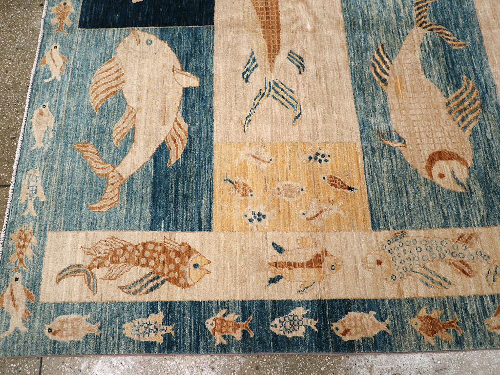 Contemporary Turkish Pictorial Accent Rug, No.18999 - Staging