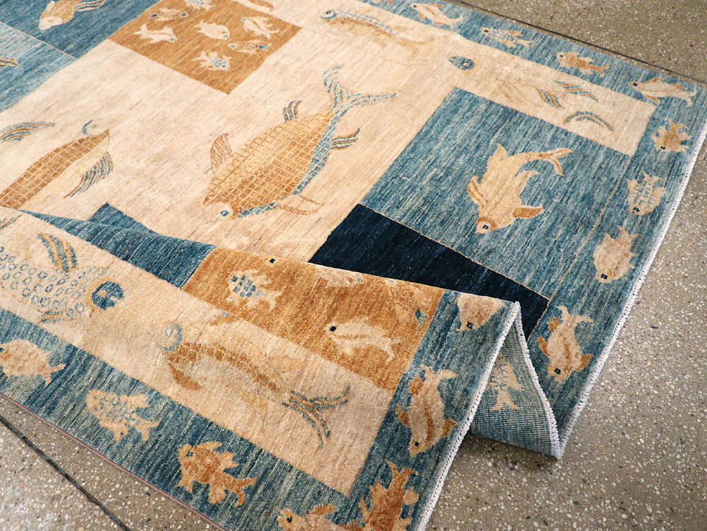 Contemporary Turkish Pictorial Accent Rug, No.18999 - Staging