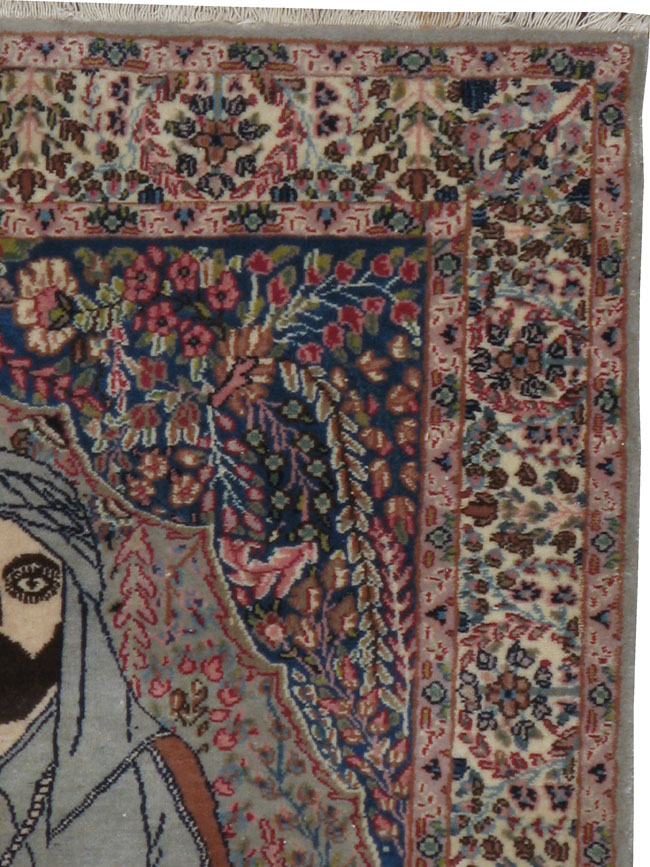 Vintage Persian Tabriz Pictorial Rug, No.19001 - Staging