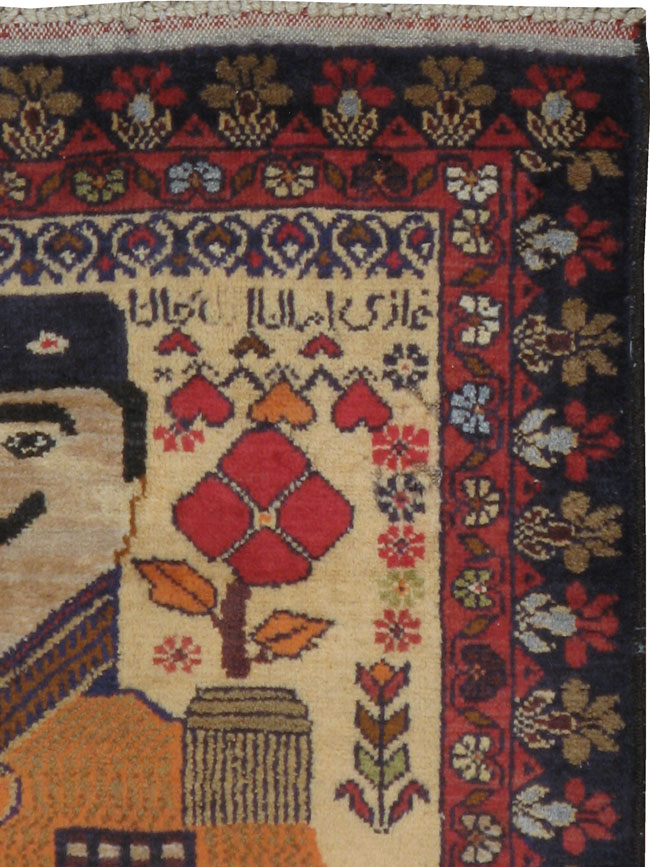 Vintage Afghan Turkoman Pictorial Rug, No.19002 - Staging