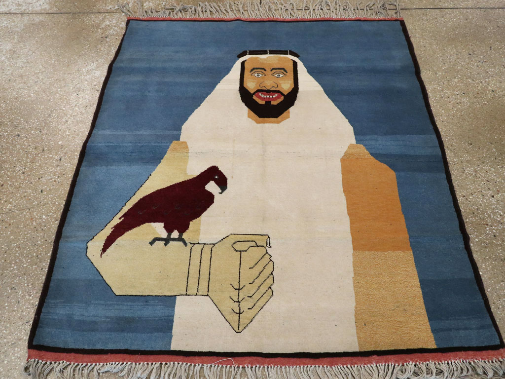 Vintage Afghan Turkoman Pictorial Rug, No.19003 - Staging