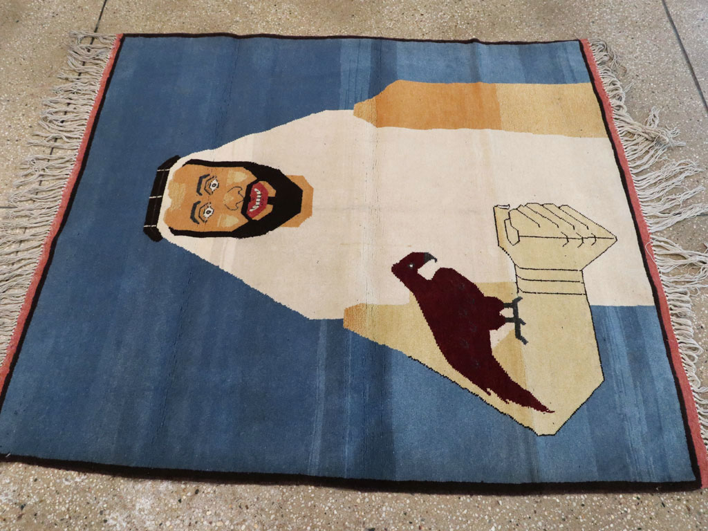 Vintage Afghan Turkoman Pictorial Rug, No.19003 - Staging