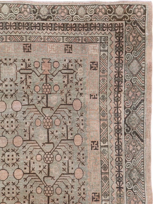 Antique East Turkestan Khotan Room Size Carpet, No.19007 - Staging