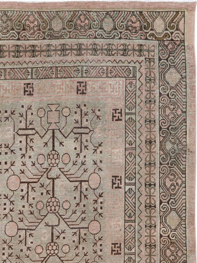 Antique East Turkestan Khotan Room Size Carpet, No.19007 - Staging