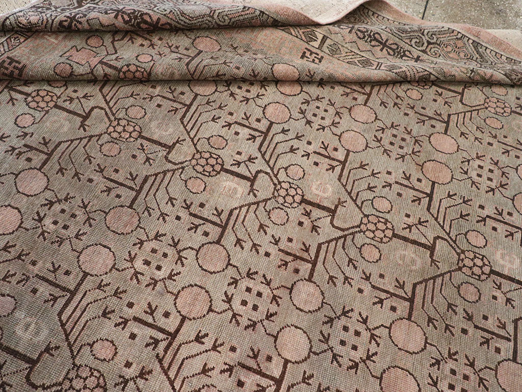 Antique East Turkestan Khotan Room Size Carpet, No.19007 - Staging