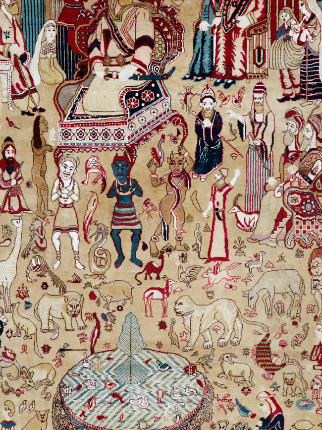 Vintage Indo Tabriz Pictorial Rug, No.19012 - Staging