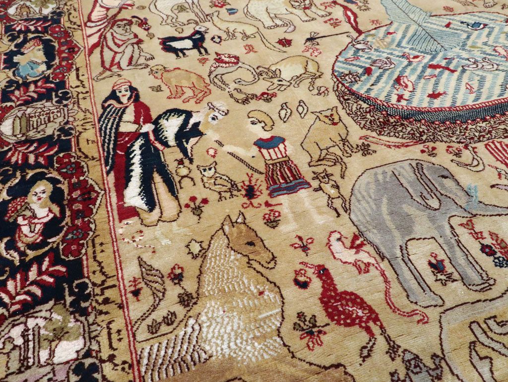 Vintage Indo Tabriz Pictorial Rug, No.19012 - Staging