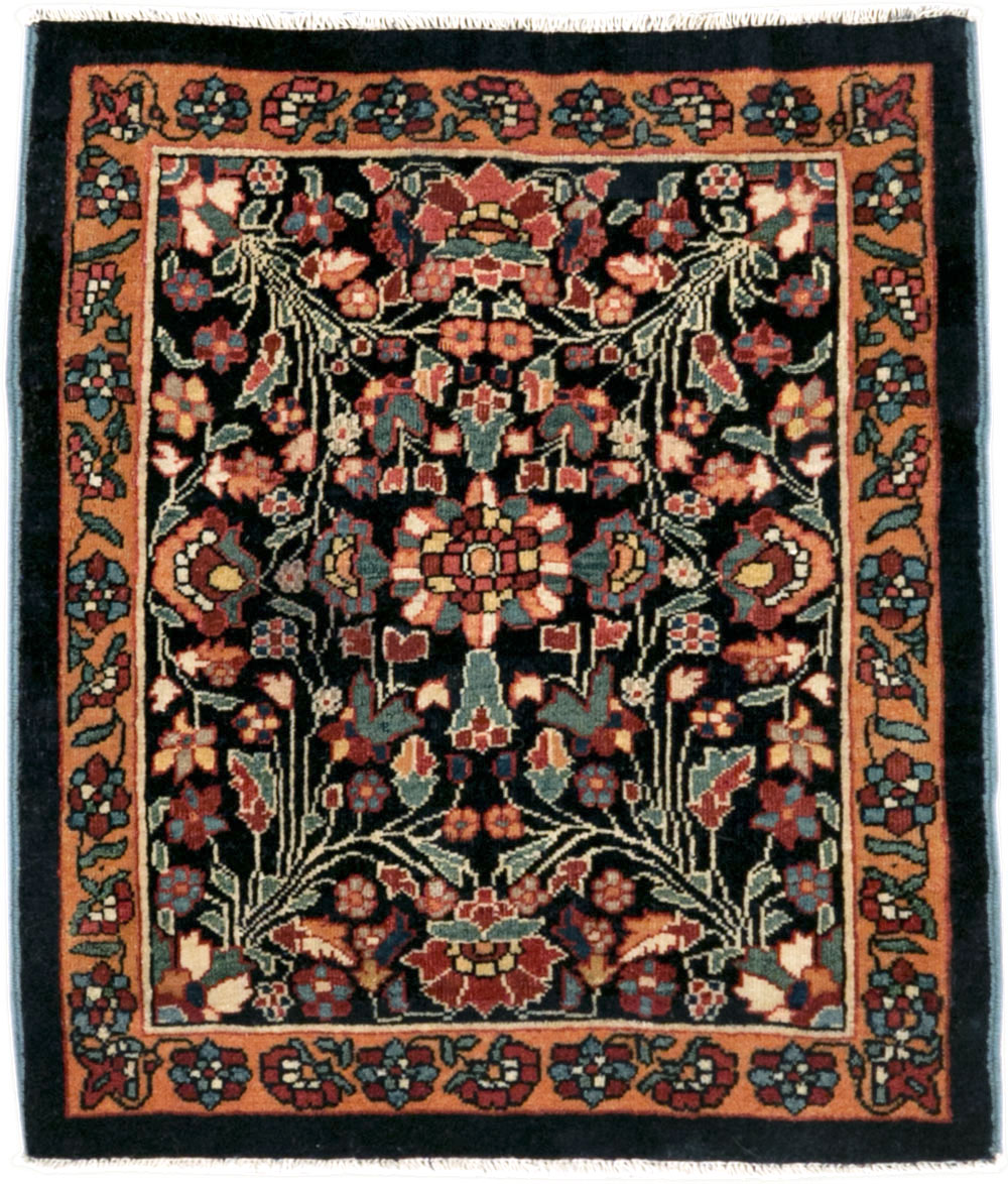 Antique Persian Sarouk Fereghan Square Throw Rug (Pair: 1 of 2), No.19031 - Staging
