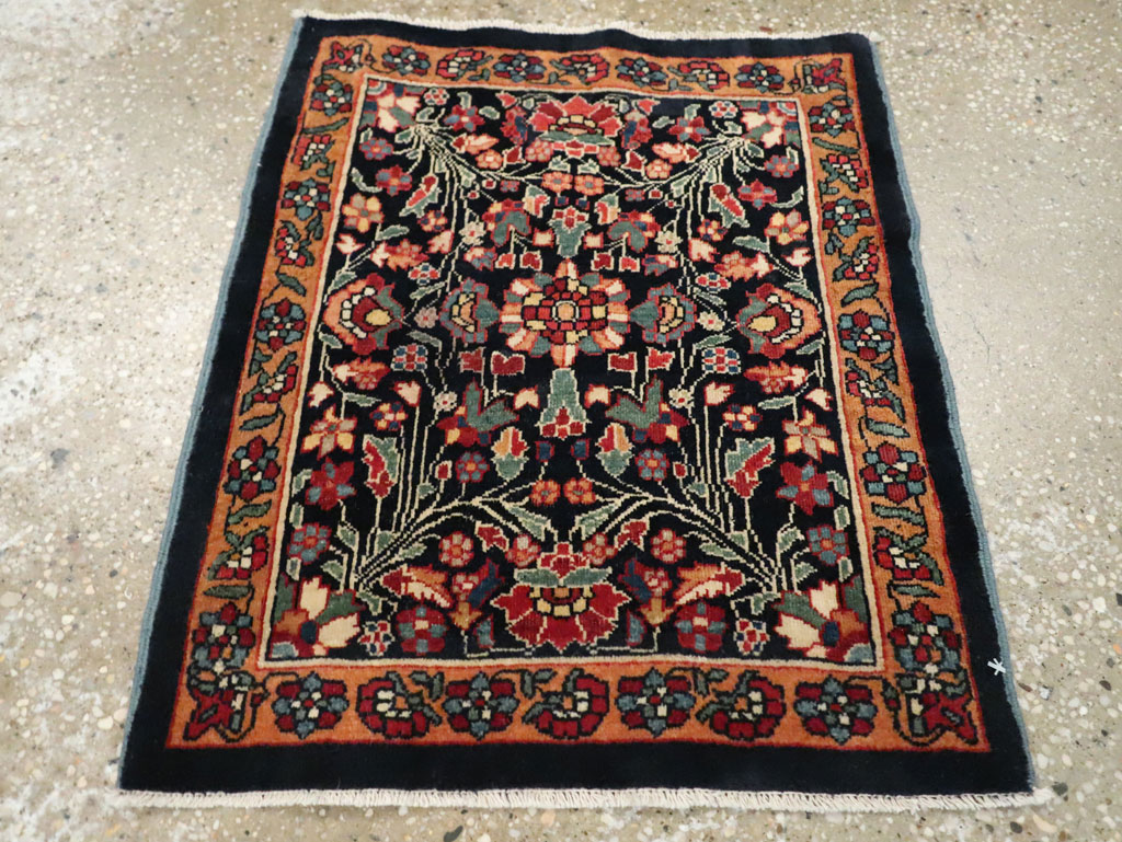 Antique Persian Sarouk Fereghan Square Throw Rug (Pair: 1 of 2), No.19031 - Staging