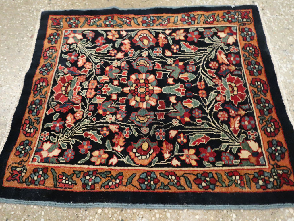 Antique Persian Sarouk Fereghan Square Throw Rug (Pair: 1 of 2), No.19031 - Staging