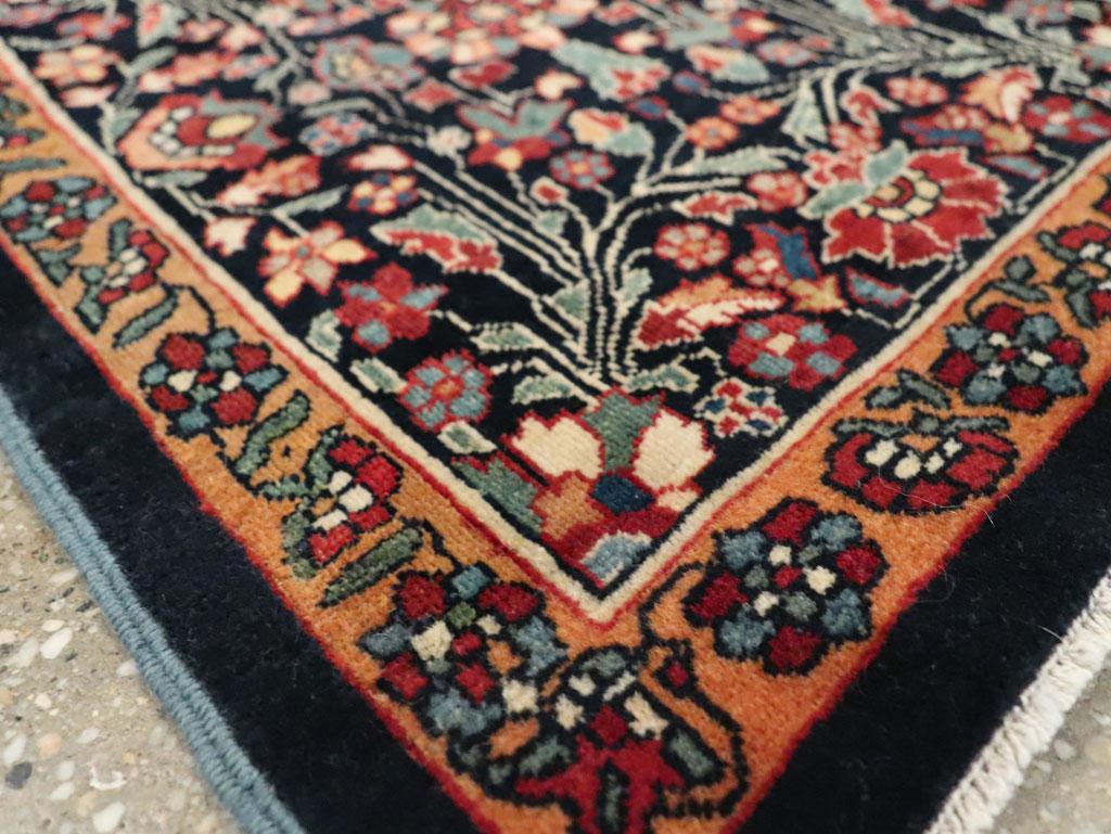 Antique Persian Sarouk Fereghan Square Throw Rug (Pair: 1 of 2), No.19031 - Staging