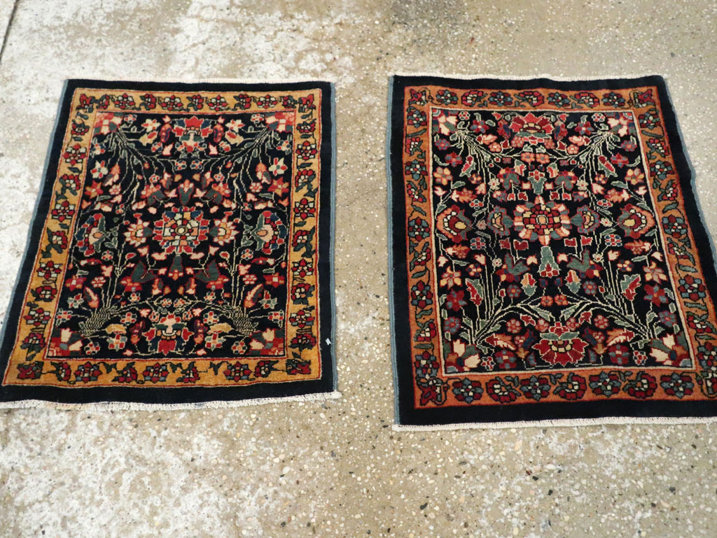 Antique Persian Sarouk Fereghan Square Throw Rug (Pair: 1 of 2), No.19031 - Staging