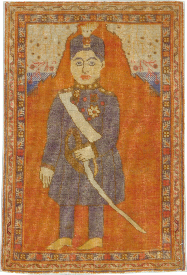 Vintage Persian Tabriz Pictorial Rug, No.19035 - Staging