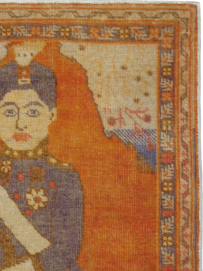 Vintage Persian Tabriz Pictorial Rug, No.19035 - Staging