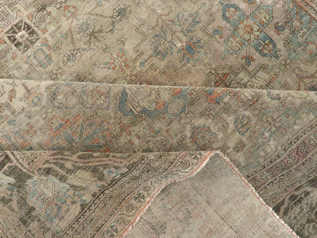 Antique Persian Silk Kashan Accent Carpet, No.19036 - Staging