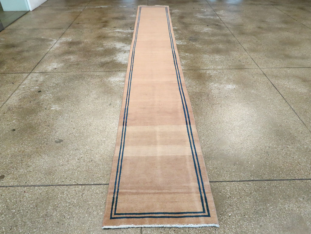 Vintage Persian Mashad Minimalist Runner, No.19038 - Staging