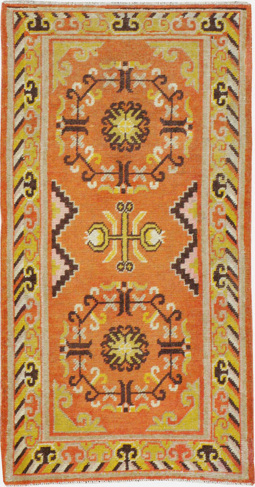 Vintage East Turkestan Khotan Rug (Pair: 1 of 2), No.19050 - Staging