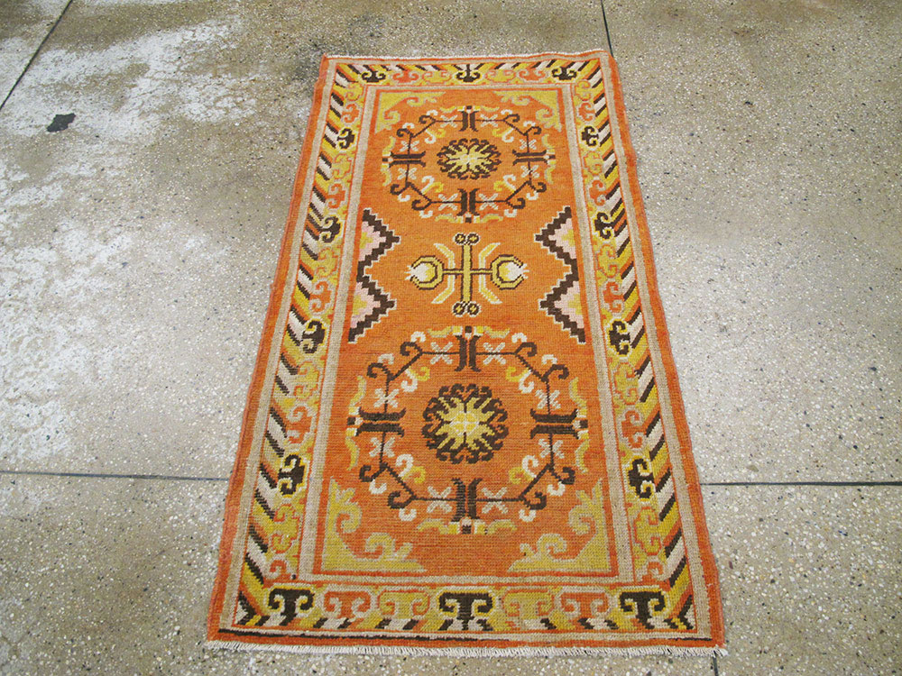 Vintage East Turkestan Khotan Rug (Pair: 1 of 2), No.19050 - Staging