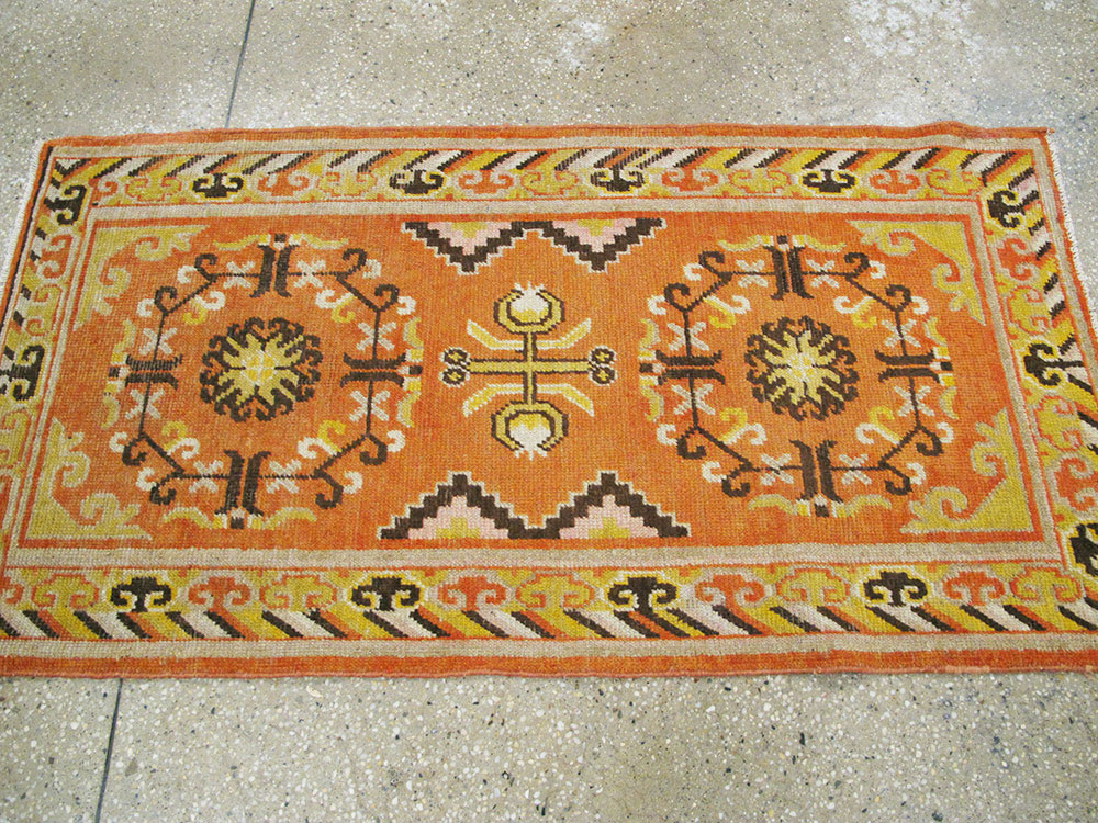 Vintage East Turkestan Khotan Rug (Pair: 1 of 2), No.19050 - Staging