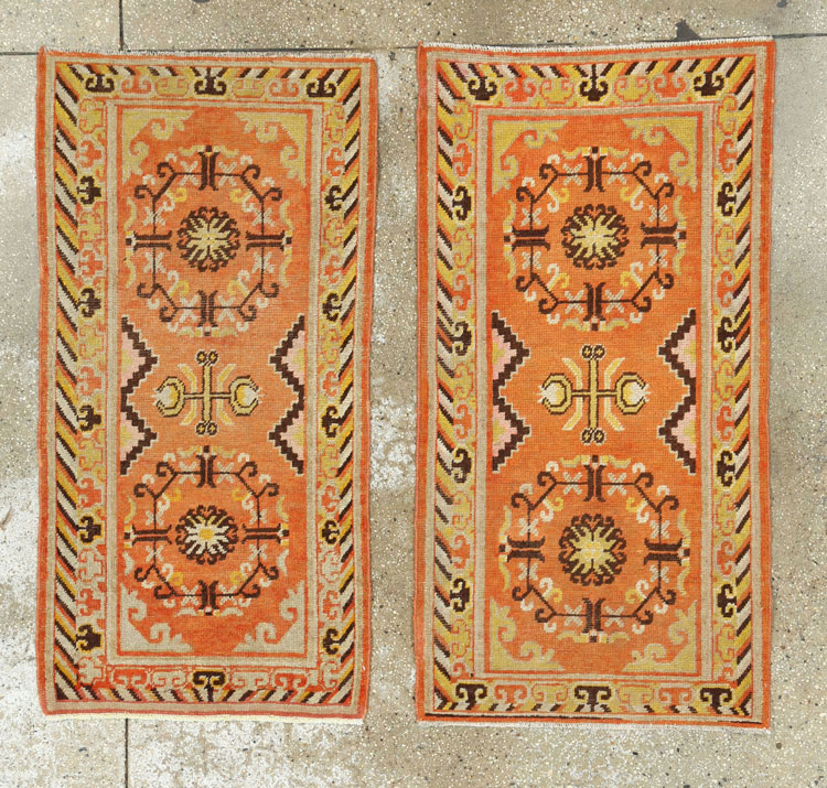 Vintage East Turkestan Khotan Rug (Pair: 1 of 2), No.19050 - Staging