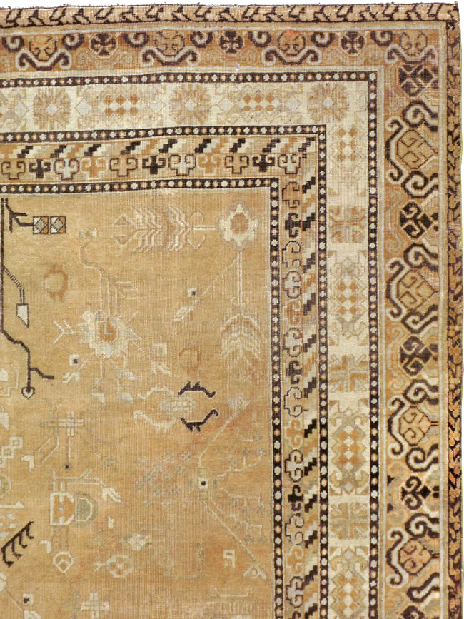 Antique East Turkestan Khotan Carpet, No.19052 - Staging