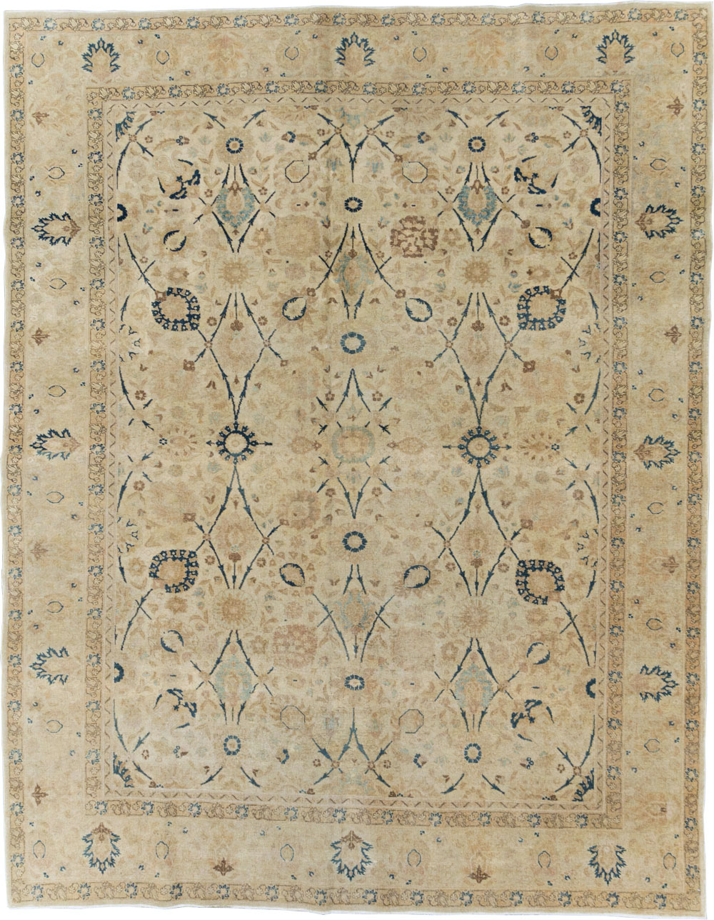 Antique Persian Tabriz Small Room Size Carpet, No.19058 - Staging